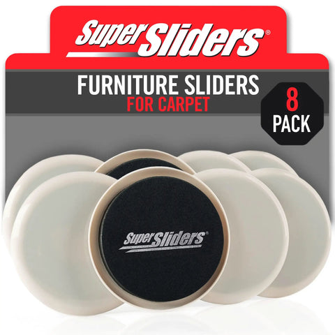 Heavy Duty Furniture Sliders For Carpet, 8 piece beige set for easy sliding of heavy couches without damage.