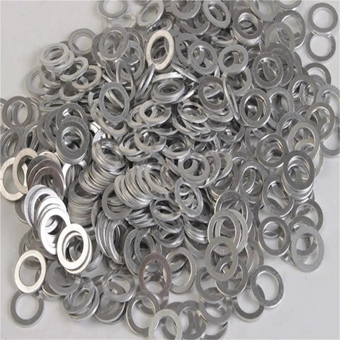 200 Piece Carbon Steel Flat Washers Set In M6 M8 M10 Sizes Nickel Plated Assortment Kit, piled flat washers