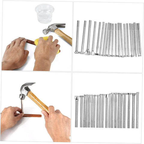 Leather Craft Tool Set 20Pcs Saddle Stamp Punch Kit for detailed stamping and carving patterns on leather belts and wallets.