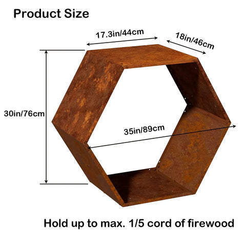 Hexagon Firewood Log Rack Built Tough With Honeycomb Design For Wood Storage Indoor Outdoor Use Durable Steel Pre Rust Finish Big Capacity