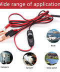 Premium Heavy Duty 8 Ft Wire Harness With On Off Switch And Gold Alligator Clamps 12 V Power Cable for various applications.