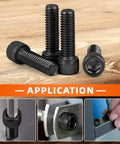Heavy Duty M3 X10mm Hex Socket Head Cap Screws Made From 12.9 Grade Alloy Steel With Black Oxide Coating, assembly shown.