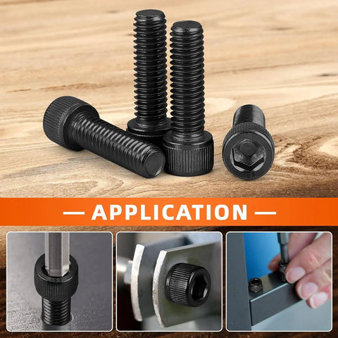Heavy Duty M3 X10mm Hex Socket Head Cap Screws Made From 12.9 Grade Alloy Steel With Black Oxide Coating, assembly shown.