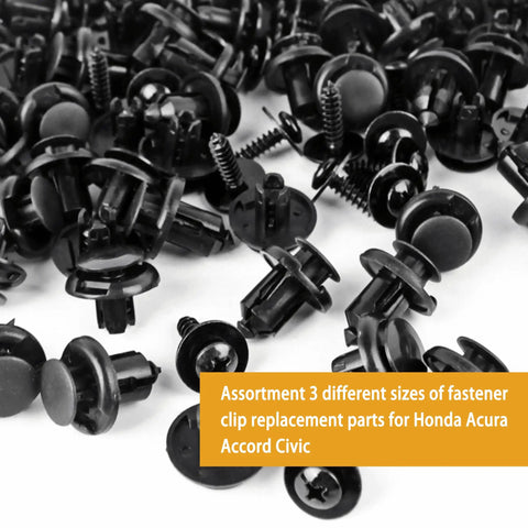 Premium 120 Piece Bumper And Fender Retainer Clip Kit With Splash Shield Wheelwell Screws That Works Like A Champ For Honda And Acura Civic And Accord Repairs, assorted fastener clips