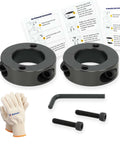 Heavy Duty 28mm Gas Lift Cylinder Removal Kit for Office Chairs, 700lb Rated Steel Construction, includes two clamp shafts, bolts, L-wrench, poly-cotton gloves, instruction manual