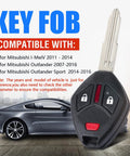 Mitsubishi Outlander 2007 2016 3 Button Key Fob Replacement Keyless Entry Remote 315 MHz next to car