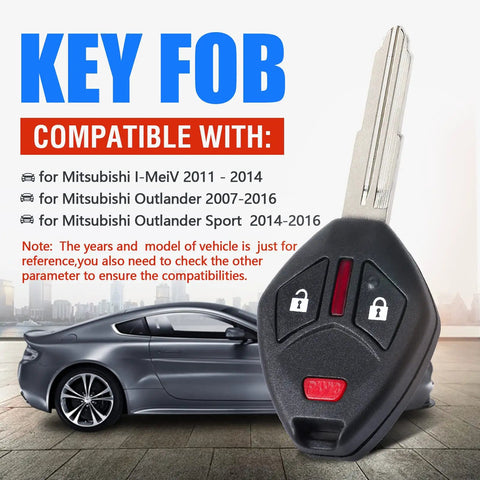 Mitsubishi Outlander 2007 2016 3 Button Key Fob Replacement Keyless Entry Remote 315 MHz next to car