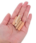 200 Piece Wooden Dowel Pins Kit With Fluted Hardwood Rods Chamfered Tips And Smooth Splinter Free Surface For Furniture And Cabinet Joint Reinforcement Built To Last For DIY Projects, wooden dowels in hand