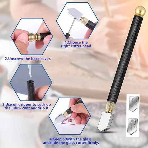 Glass Cutting Tools Set For DIY Projects Glass Cutter Kit With Running Pliers And Breaking Pliers Using Steps Instruction