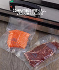 11 Inch by 150 Foot Vacuum Seal Roll with Cutter for Food Saver Storage BPA Free Commercial Grade Puncture Preventing Embossed Channels Keeps Food Fresh 3 to 6 Times Longer for Meal Prep Sous Vide and Storage used with vacuum sealer preserving salmon and steak