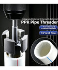 Heavy Duty Pipe Threader Kit For 1/2 And 3/4 Inch Npt Pipes With Internal External Reamer Tool compatible with Electric Drill.