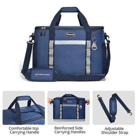 Collapsible Soft Cooler Bag With 75 Can Capacity For Beach And Road Trips Flip Top Lid Leakproof Ice Chest Lightweight in Blue