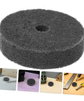 Six-Pack Nylon Polishing Buffing Wheels With 75mm Diameter And 10mm Hole Perfect For Bench Grinder Sanding Metal Stone Marble To Get A Sleek Shine Fast, grey buffing wheel close-up.
