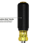 Multi Bit Screwdriver And Nut Driver Set With Comfy Cushion Grip Handles Precision Heat Treated Bits Includes Stubby Tool close-up of cushion-grip handle.