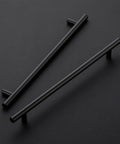 Front view of Five Pack 10 Inch Matte Black Cabinet Handles For Kitchen Cabinets And Dresser Drawers, Stainless Steel Pulls