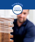 Man using 70 Gauge 15 Inch Plastic Stretch Film With Extended Handles 1000 Ft Clear Moving Industrial Packing Heavy Duty Cling