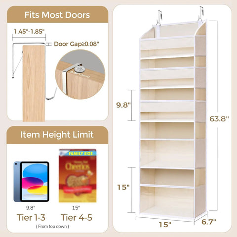 Straight Up Game Changer For Cramped Closets As This Five Tier Over The Door Organizer Packs Ten Dope Mesh Pockets With A Heavy Duty 44 Lb Rating Plus Clear Windows Built For Bulky Kids Toys Or Sneakers In Beige