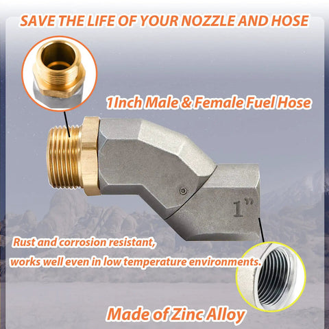 One Inch NPT Fuel Hose Swivel 2 Pack 360 Degree Rotating Connector For Fuel Transfer Pumps And Nozzles Beefy Zinc Alloy Leakproof Rust And Heat Resistant Multiplane Swivel For Smooth Fueling, 1-inch zinc alloy fuel hose swivel