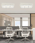 Office setting with Crystal Flush Mount Ceiling Light Long Rectangular Kitchen Fixture In Brushed Nickel Dimmable 18 Inch LED Ceiling Light For Entryway Foyer Hallway And Bathroom Modern Crystal Glam Accent Elegant Home Lighting.