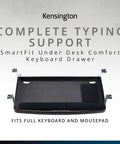 Slick Under Desk Keyboard Tray With Smooth Roll Slide Out Drawer Plus No Sweat Height Adjustments For Serious Typing Comfort And Built In Cable Clutter Control And Roomy Surface For Mice And Large Keyboards, featuring a spacious design for full keyboard and mousepad.