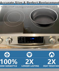 Electric stove with pan, showing Replacement Knob Set For DG94 03500A Z DG94 03500V DG94 03500W 4 Pack Electric Stove Knob Replacement