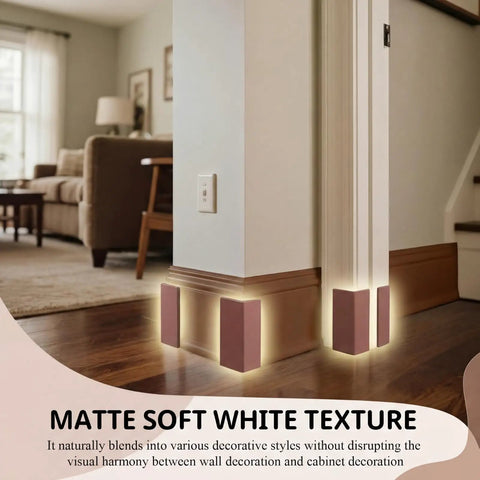 Self Adhesive Rubber Corner Protectors For Walls And Furniture, Brown Baseboard Edge Guards with Cushioned Corner Blocks installed
