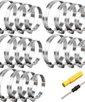 Stainless Steel Hose Clamp Kit 20 Pcs 40 To 108 mm Adjustable Worm Gear Assortment For Fuel Lines Auto System Dryer Vent And Water Pipes 304