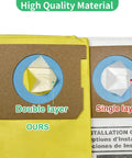 Comparison of double layer and single layer vacuum filter bags showing yellow Four Pack Pro Grade High Efficiency Disposable Vacuum Filter Bags For 10 To 14 Gallon Vacuums Type I 90672 Type F 90662 VF2005 Double Layer Reinforced Fine Dust Collection