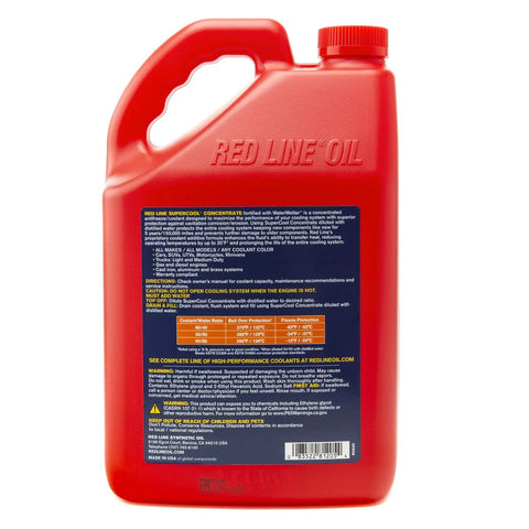 Top Shelf Concentrated Engine Coolant And Antifreeze Treated With Slick Water Conditioner in a red bottle with label details.