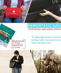 Quick Clot hemostatic gauze bandage, teal 3 x 12.5 in, 2-pack for bleeding control in first aid kits