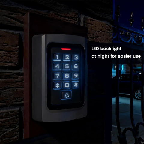 Smart WiFi Access Control Keypad For Garage And Gate Openers With PIN Code And ID Card No Fuss 12V DC IP68 Waterproof Tuya Compatible Supports Up To 2000 Users Easy Setup For Door Locks Gates And Security Systems with LED backlit keys at night