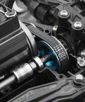 Radio Control Car Transmission Upgrade Kit With Low Noise Belt Drive Conversion For TT02 1 To 10 Scale Radio Control Cars CNC Machined Gears System Durable High Precision Parts To Boost Power Transfer And Smooth Shifts, blue pulley close-up