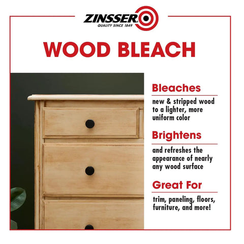 Game Changing Two Step Wood Bleach Kit For Interior Wood to brighten stripped surfaces next to a dresser drawer.