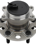 Close-up of front view Rear Wheel Hub And Bearing Assembly For Mitsubishi Lancer 2008 To 2015 And Outlander 2012 And Outlander Sport 2011 2012 Driver And Passenger Sides ABS Compatible Beefed Up Heavy Duty Durable Anti Corrosion Build