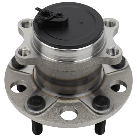Close-up of front view Rear Wheel Hub And Bearing Assembly For Mitsubishi Lancer 2008 To 2015 And Outlander 2012 And Outlander Sport 2011 2012 Driver And Passenger Sides ABS Compatible Beefed Up Heavy Duty Durable Anti Corrosion Build