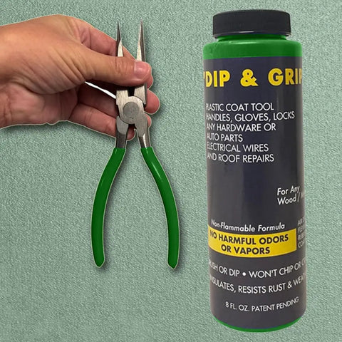 Liquid Rubber Coating For Non Slip Tool Grips And Handles Green 8oz with pliers coated in green rubber for superior grip