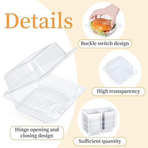 Heavy Duty Clear Clamshell Food Containers With Strong Hinged Lids Thick PET Plastic Snap Top For Burgers And Parties Built Tough To Keep Your Grub Fresh On The Move Bangin Value