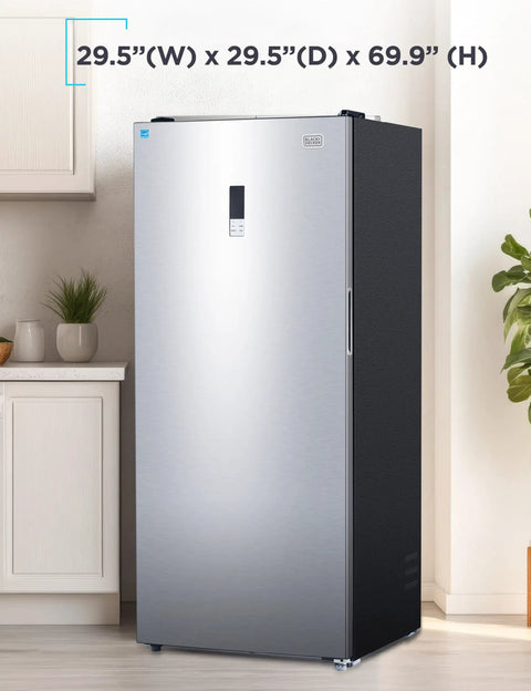 No Sweat Setup 21 Cubic Feet Convertible Freezer And Refrigerator Stand Up Cabinet in a kitchen setting, stainless steel finish.