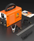 110V Digital Display Stick Welder Beefy 200A Output 60 Percent Duty Cycle Arc Lift TIG Inverter LCD Screen Portable Pro Grade MMA Welder With Hot Start Arc Force VRD And Anti Stick For Steel And Stainless Steel, showing accessories and cables on dark background.