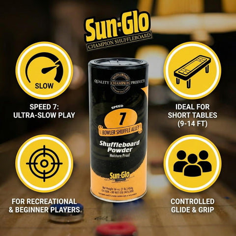 Image of Speed 7 Shuffleboard Powder Two Pack For Shuffle Alley Use The Slowest Friction Formula To Stop Pucks On 9 Foot Tables And Arcade Games 16 Oz Shaker Can with features and benefits.