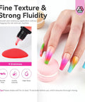 Airbrush Gel Nail Polish Set With 12 Vitality Colors Hema Free Dilution Free Non Acetone Formula showing colorful French ombre nails