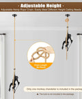 Vintage Resin Hemp Rope Monkey Chandelier Pendant Lamp With Edison Style Bulb Fixture E26 adjustable height display.