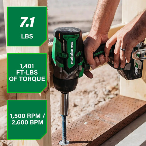 Man using High Torque Cordless Brushless Three Quarters Inch Square Drive Impact Wrench Tool Body Only With Friction Ring Grip