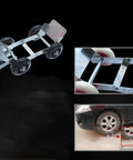 Heavy Duty Flat Tire Trolly Cart With 5 Smooth Rolling Wheels for Cars, showing steel frame and wheels in use.