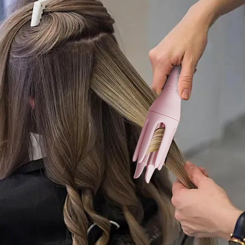 Using Go To Auto Curling Iron For Quick Pretty Curls Space Saving 32mm Ceramic Barrel Negative Ion Technology on long hair