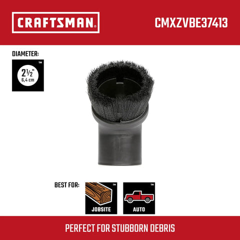 Two And A Half Inch Dusting Brush For Wet Dry Vac Attachments, Tough As Nails Vacuum Accessory, shown with diameter details