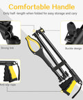 Front view of a 44-inch extra-long foldable grabber reacher with yellow and black handle and 4-inch anti-slip jaw.