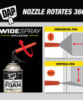 Diagram showing the 360° rotating nozzle of Premium Closed Cell Spray Foam Insulation Can With Wide Trigger Sprayer.