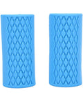 Silicone Dumbbell Grips 2 Pack, 1 Inch Inner Diameter Non Slip Barbell Grip For Weightlifting, Gym Equipment, blue rhombic pattern.