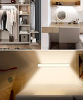11.8 Inch Under Cabinet Light With Motion Sensor illuminating closet, desk area, and bedroom wall